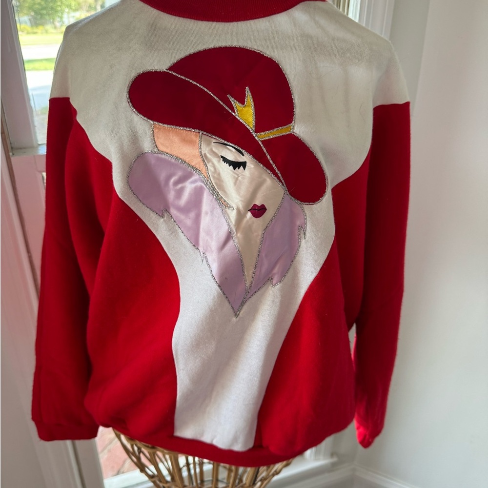 Rare 1980s Ladies Art Deco Fashion Sweatshirt Size L